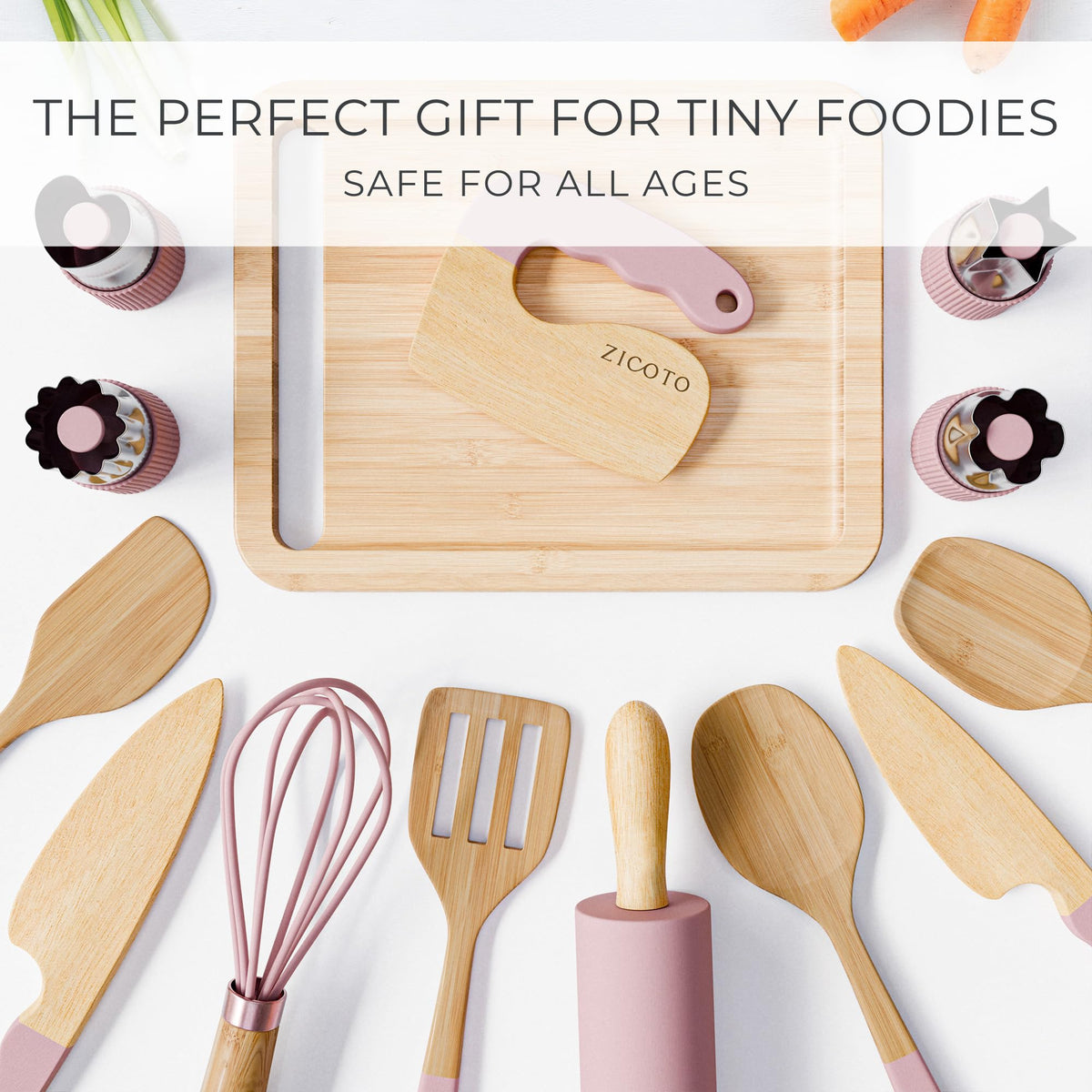 ZICOTO kids cooking set shape cutters: creative cutouts for snacks.