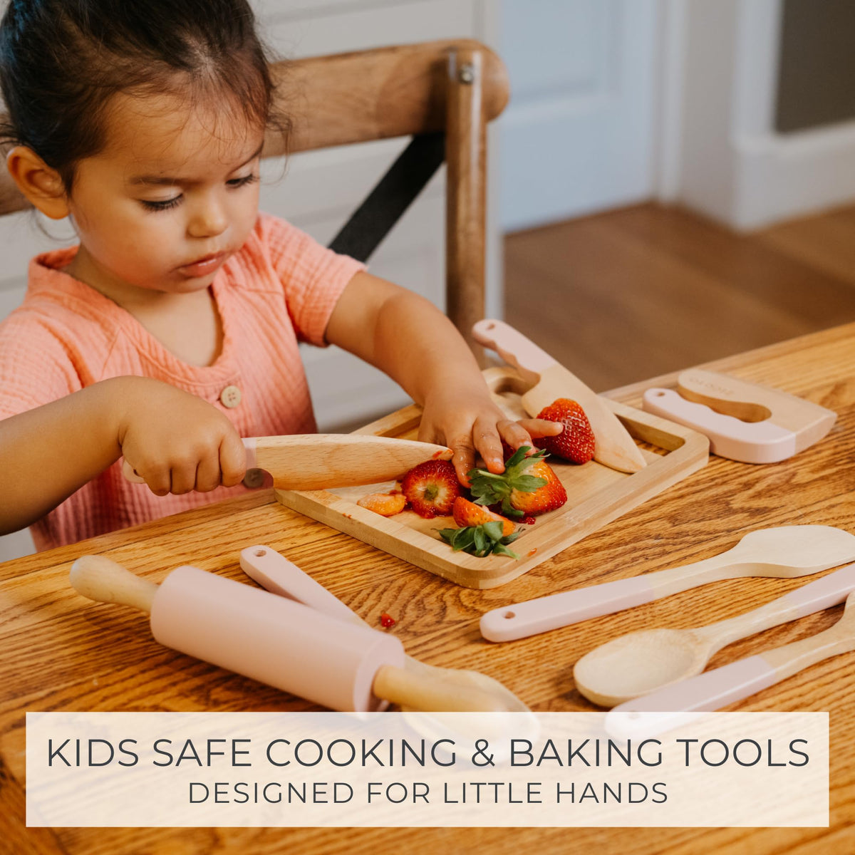 ZICOTO kids cooking set wooden chopper: durable tool for pretend chopping.