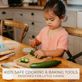 ZICOTO wooden chopper helps kids chop with gentle resistance and control