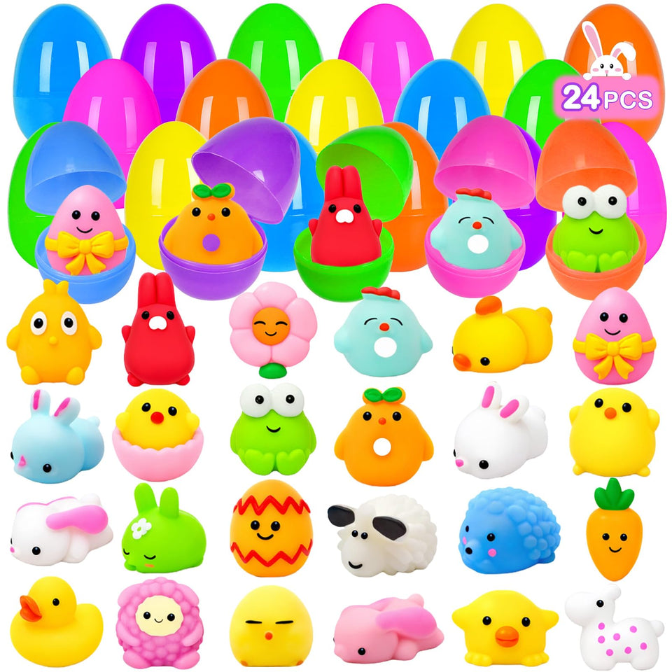 ZICZLI 24-pack Easter egg mochi squishies set for colorful play and party favors