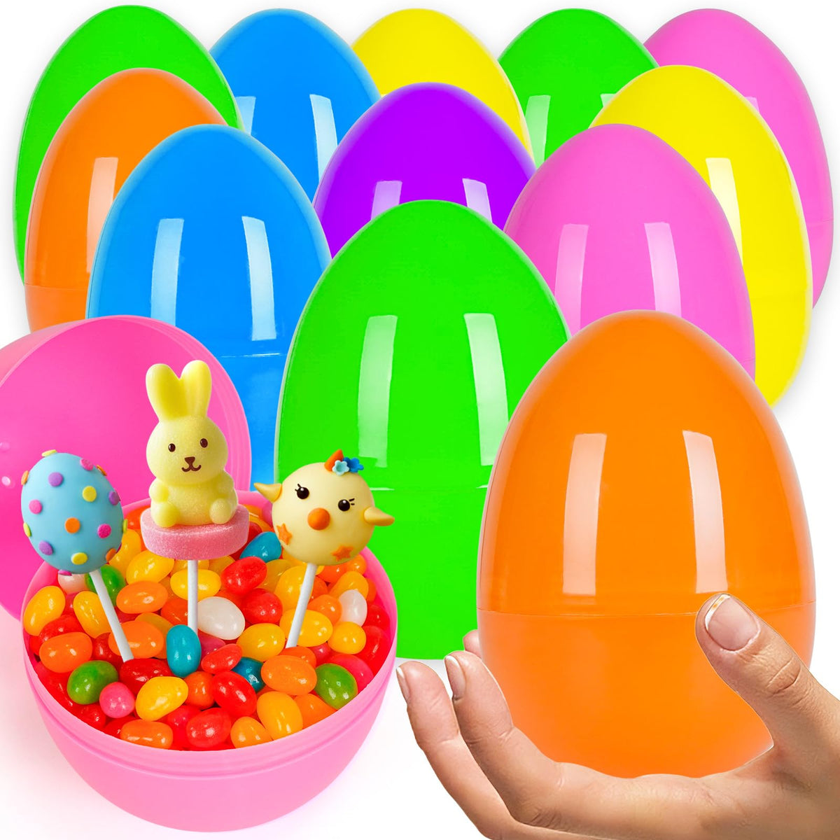 ZICZLI 24-pack 6-inch jumbo Easter eggs in bright colors for big hunts