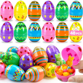 ZICZLI 48pc 3in Easter eggs with fillable shells for egg hunts