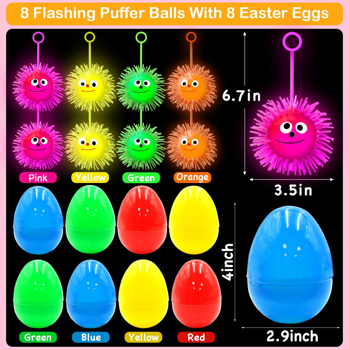 ZICZLI 4-inch jumbo eggs glow in the dark for festive play.