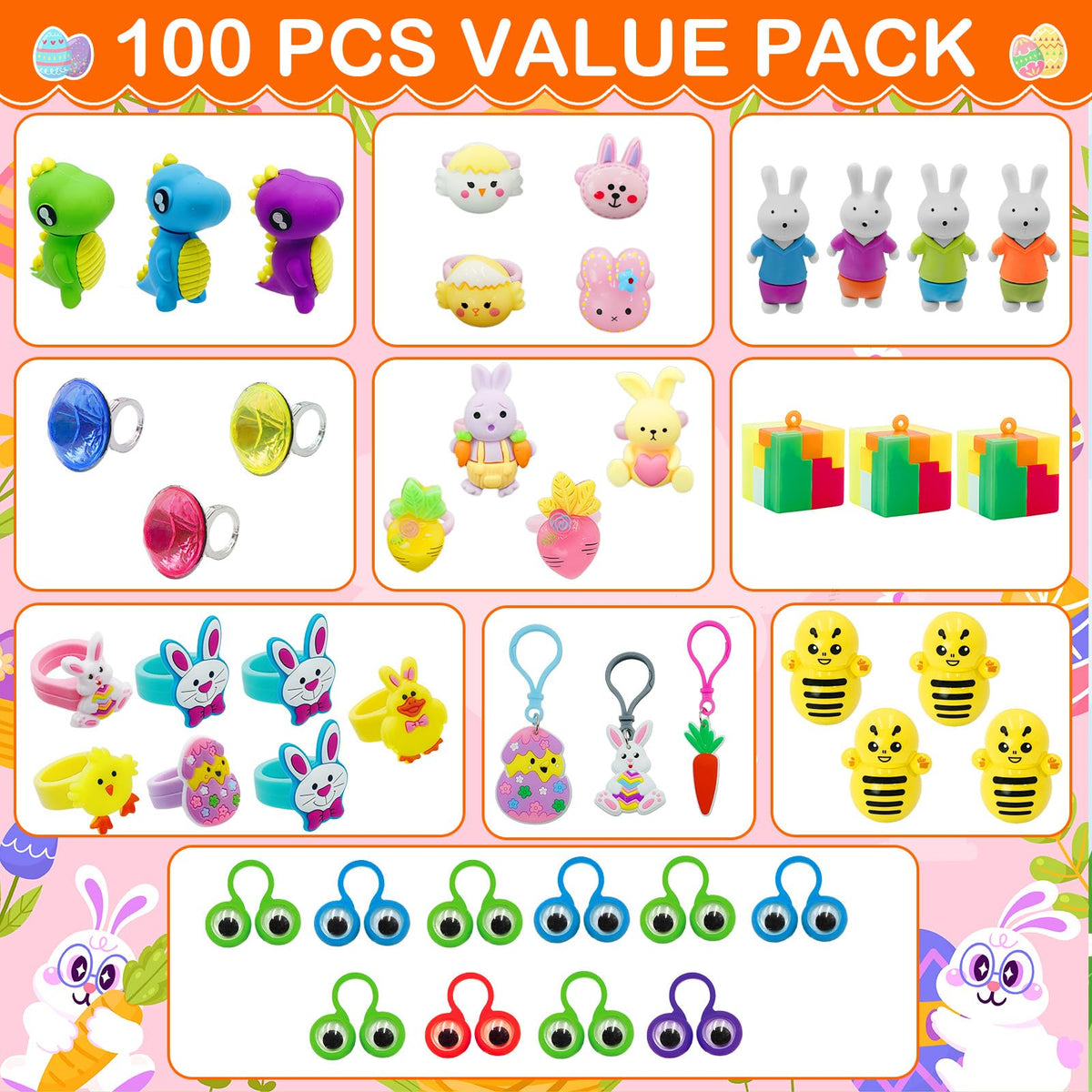ZICZLI diverse toy selection inside eggs for toddlers' play options.