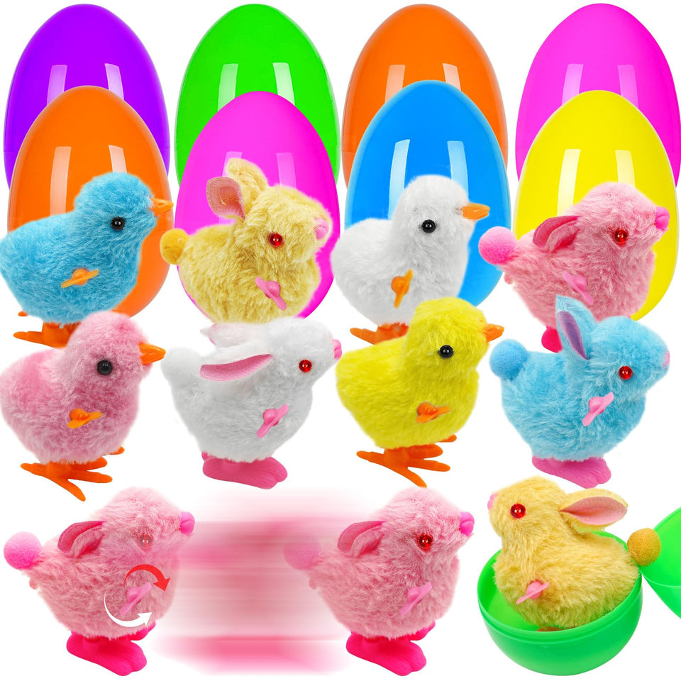 ZICZLI jumbo 4in Easter egg with wind-up toy, ideal for hunts and gifts