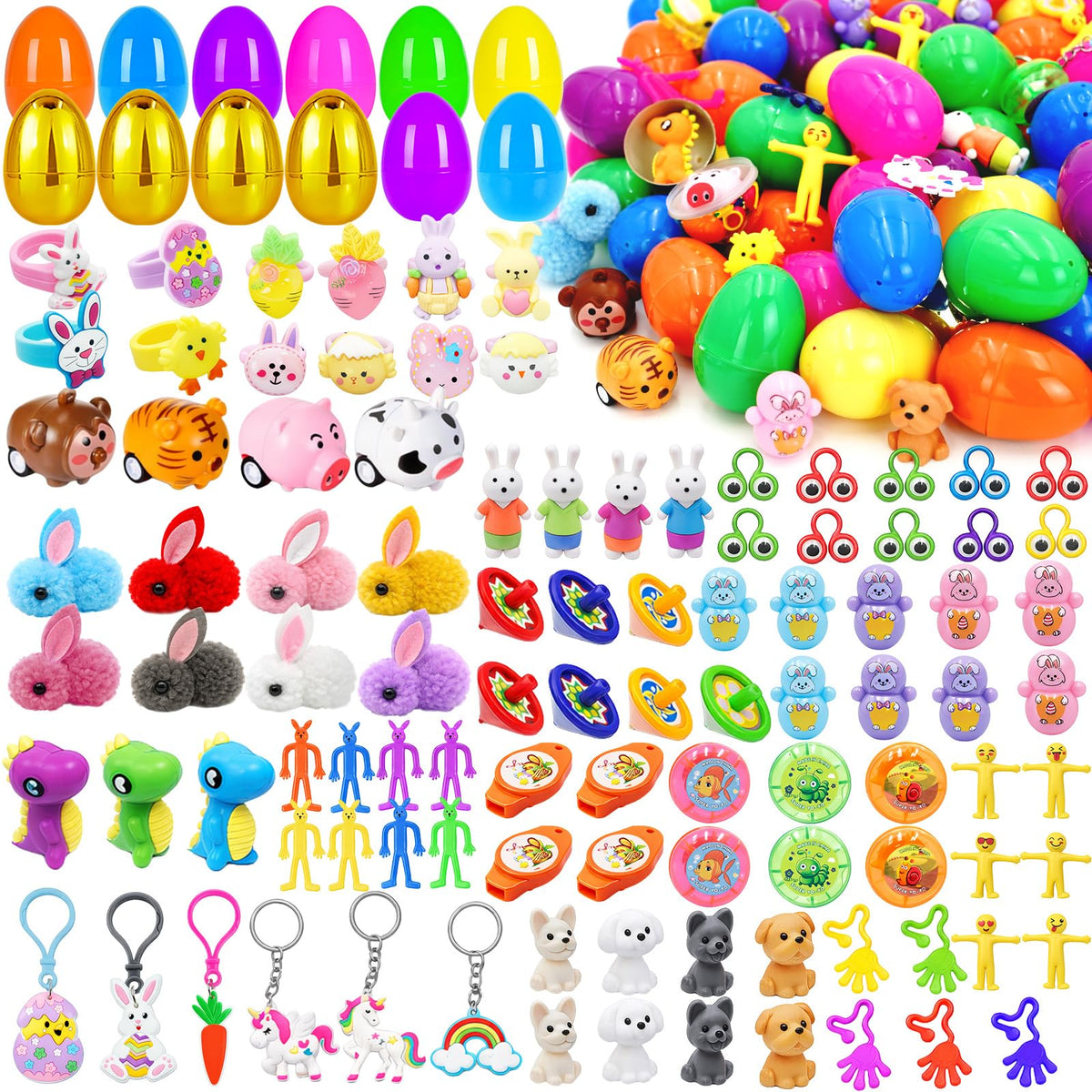 ZICZLI 100-piece Easter eggs with toys, great for kid's baskets and party favors