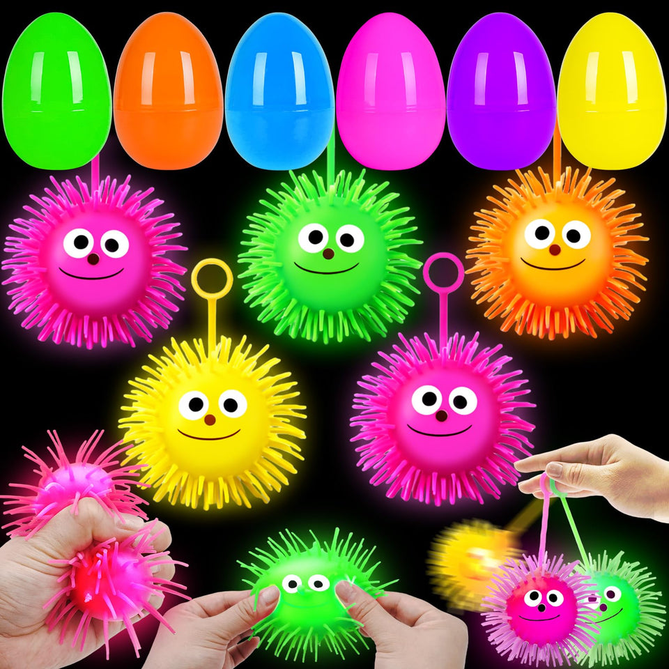 ZICZLI Easter eggs with LED puffer balls glow for kids' Easter egg hunts.