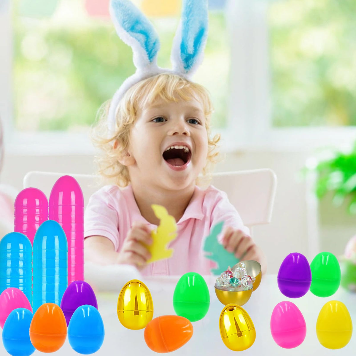 ZICZLI Easter hunt in classroom with golden and colorful eggs as rewards.