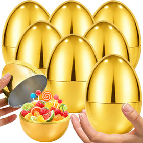 ZICZLI jumbo golden Easter egg with open-close design for easy stuffing.