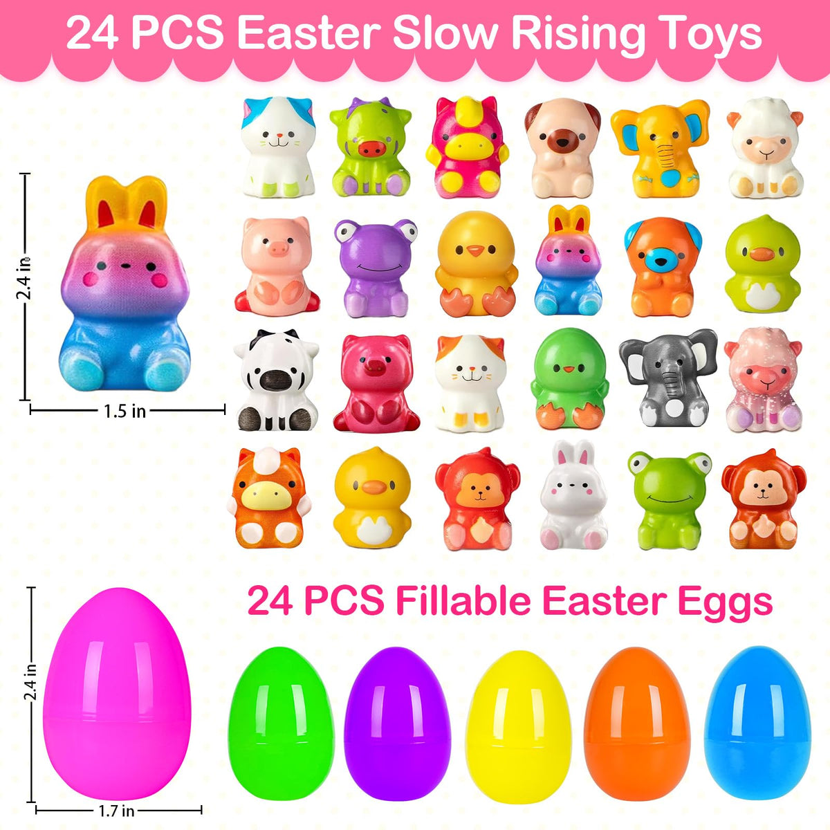 ZICZLI slow rise animal squishies inside eggs provide tactile play and calm moments.