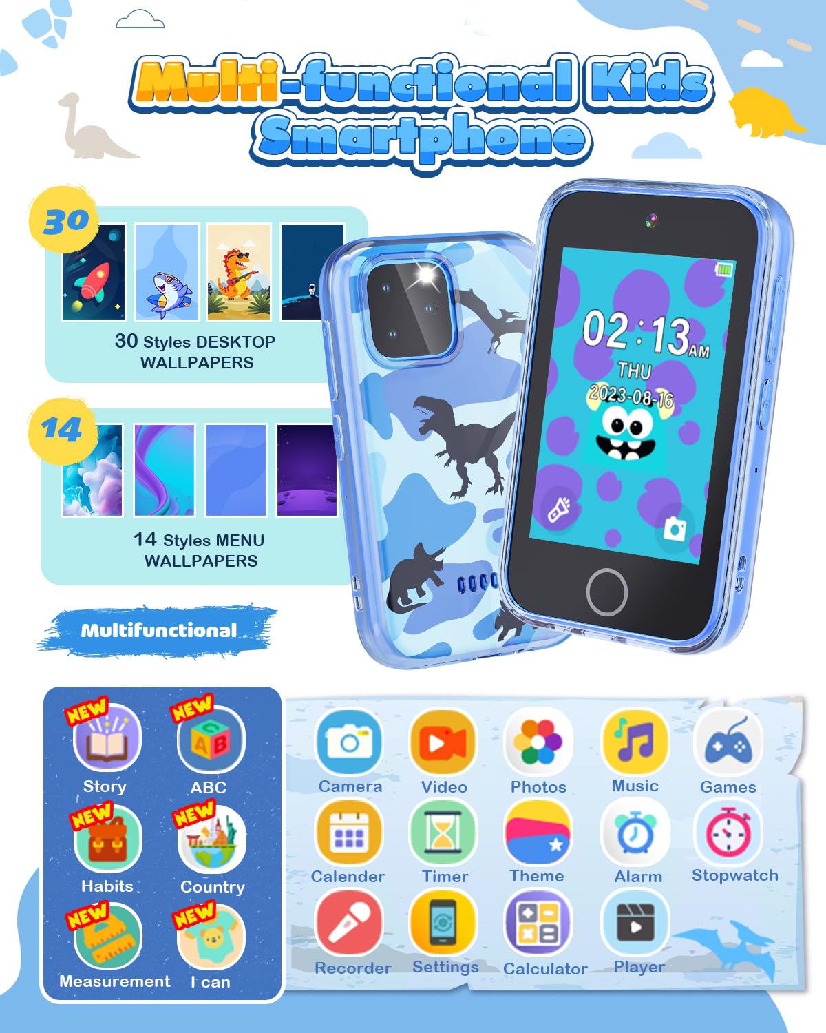 Ziegoal Kids Smart Phone 3-5-inch touchscreen fits small hands for easy navigation.