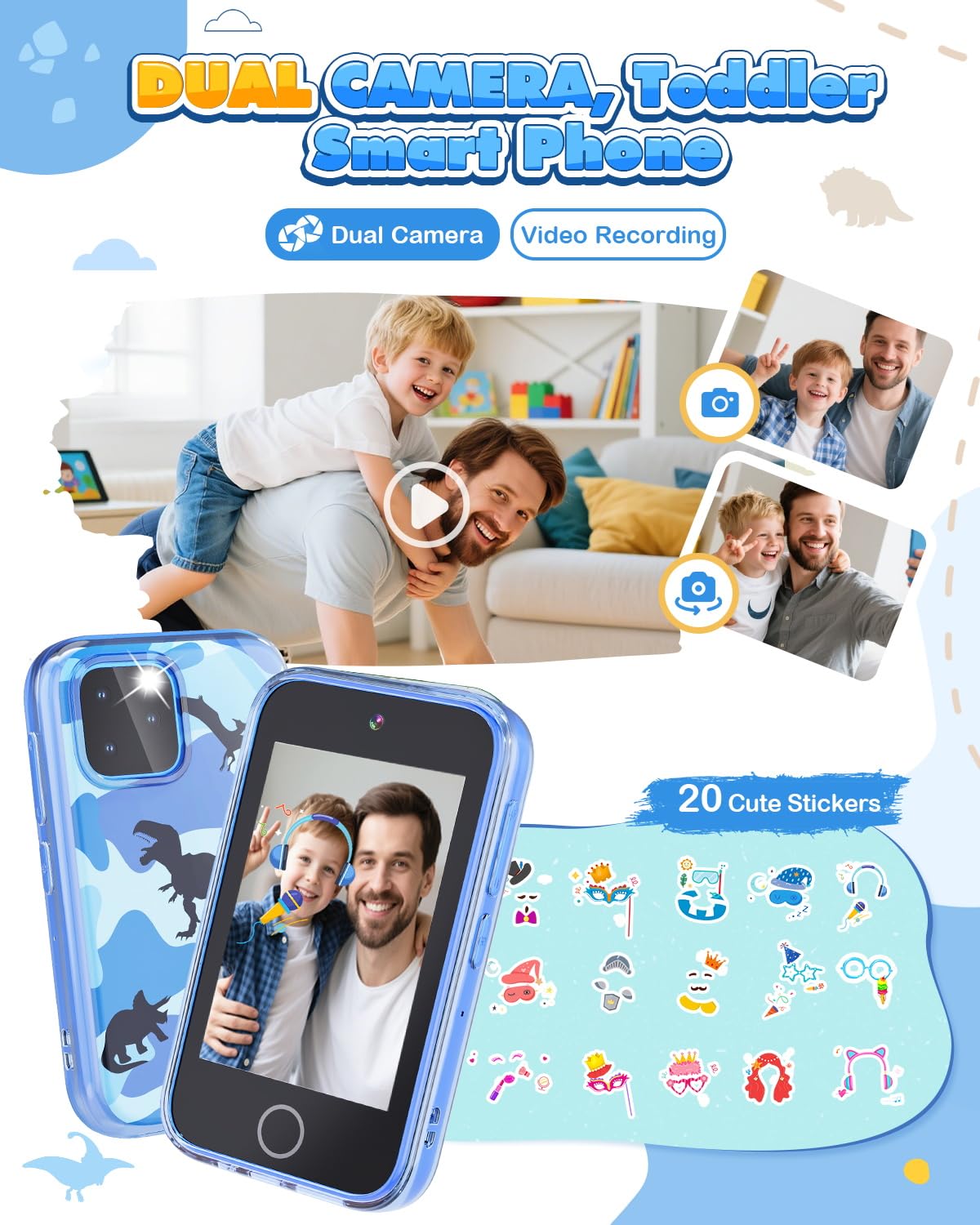 Ziegoal Kids Smart Phone dual cameras enable selfies and share memories.