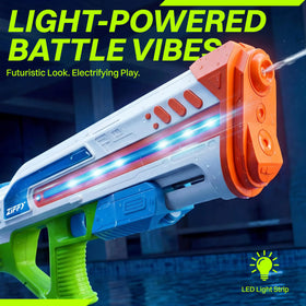 Ziffy water gun showing auto and manual shooting modes for versatile battles