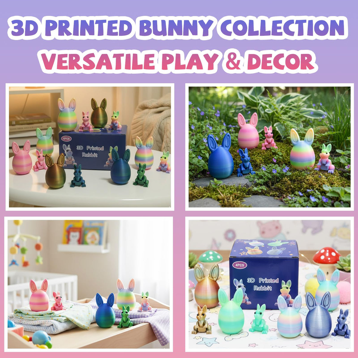 ZIFMDYE articulated bunny inside egg enables gentle fidget play.