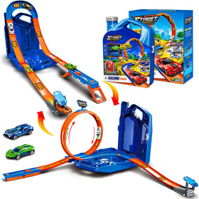 Zikhoobusik race track set blue layout for versatile, imaginative play.