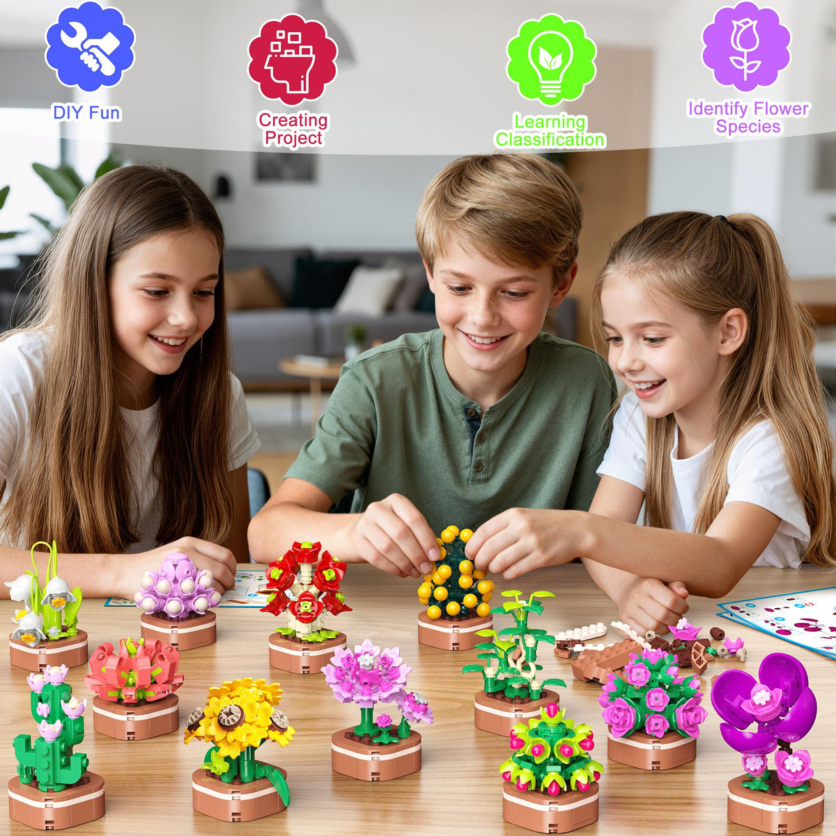 Zinat mini flower models in potted form offer decorative home or office accents.