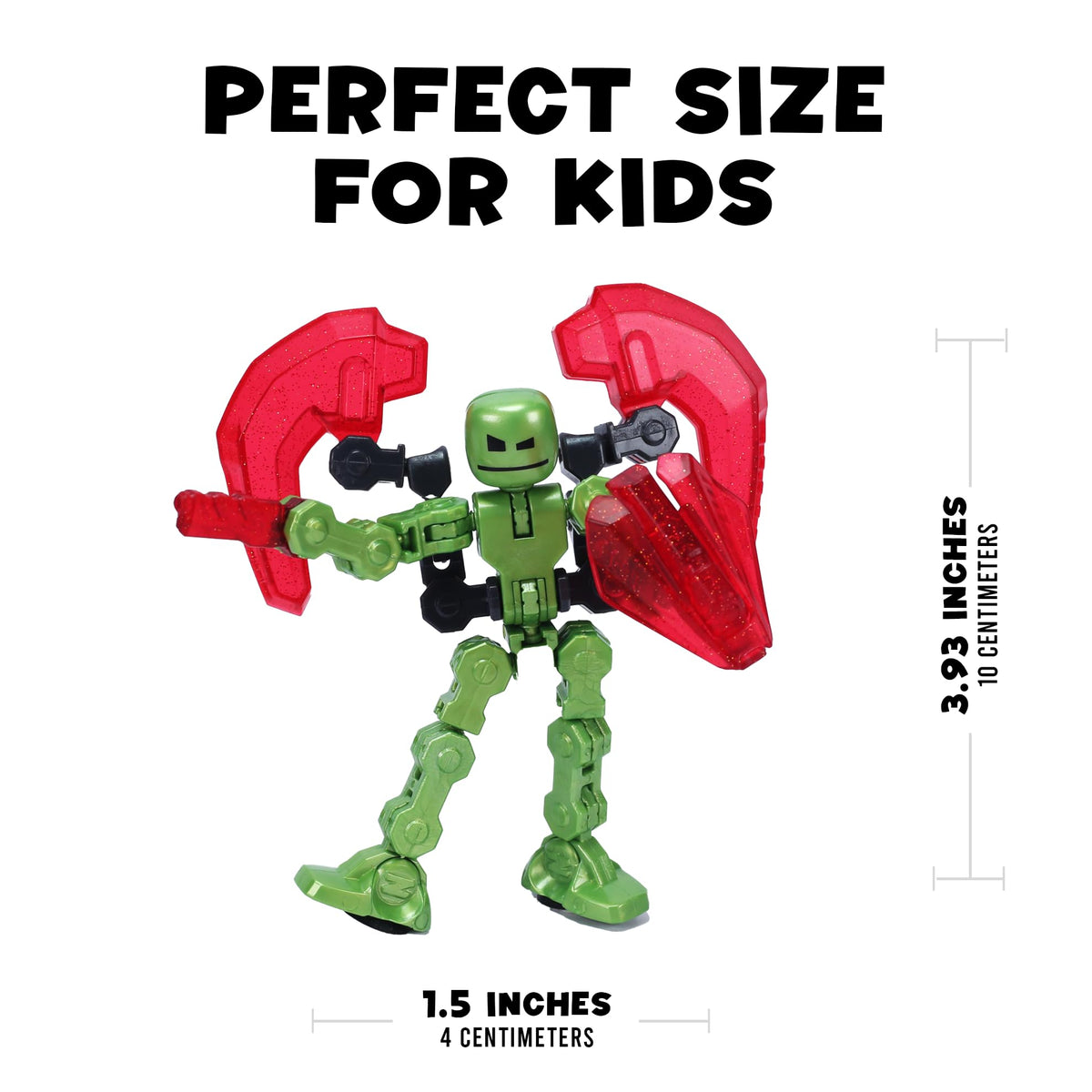 Zing KlikBot Defenders Green metallic figure perfect for teamwork play and storytelling.