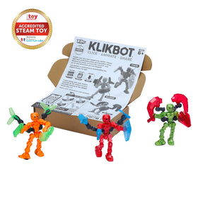 Zing KlikBot Defenders Orange metallic figure ideal for imaginative adventures and scenes.