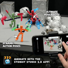 Zing KlikBot Defenders stop-motion setup scene demonstrates frame-by-frame animation.