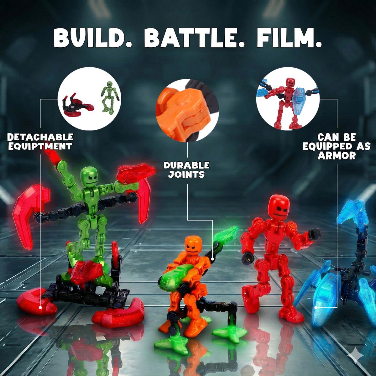 Zing KlikBot Defenders suction cups on hands and feet enable stable mounting.