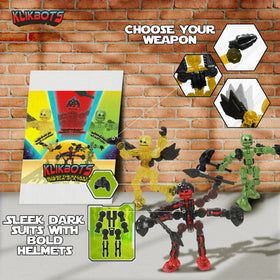 Zing Klikbot Galaxy Maze villain poseable figure with weapons for action scenes.