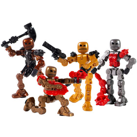 Zing Klikbot guardian figures posing for dynamic stop-motion scenes.