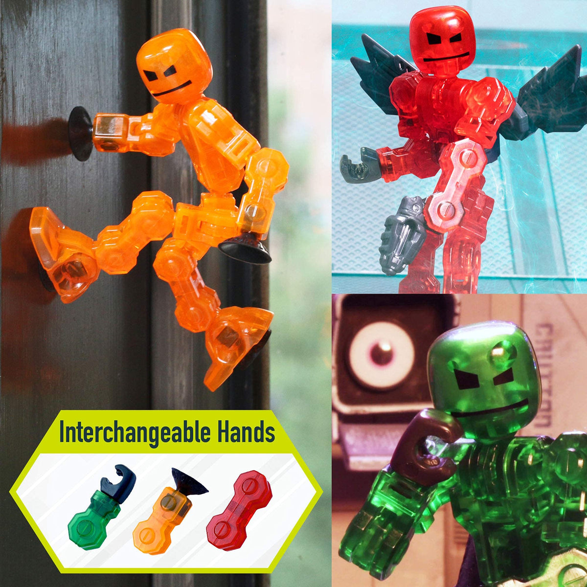 Zing Klikbot translucent figures close-up showing light-catching finish