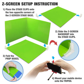 Zing Klikbot green screen stage for versatile backdrop options
