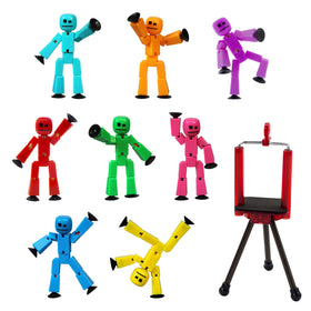 Zing Stikbot eight-color collection with tripod for creative stop-motion play.