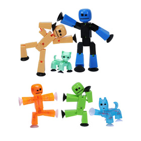 Zing StikBot family pack figures ready for stop-motion storytelling on any surface