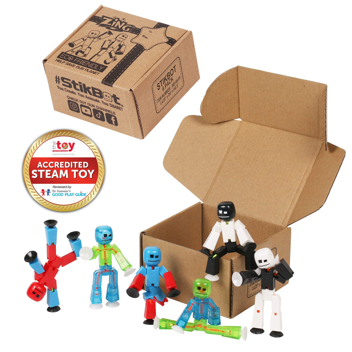 Stikbot suction cups grip smooth surfaces for stable positioning during filming.