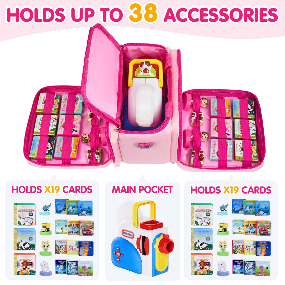 ZIOZERTT Little Tikes Dream Machine case pink interior pockets secure small items on the go.