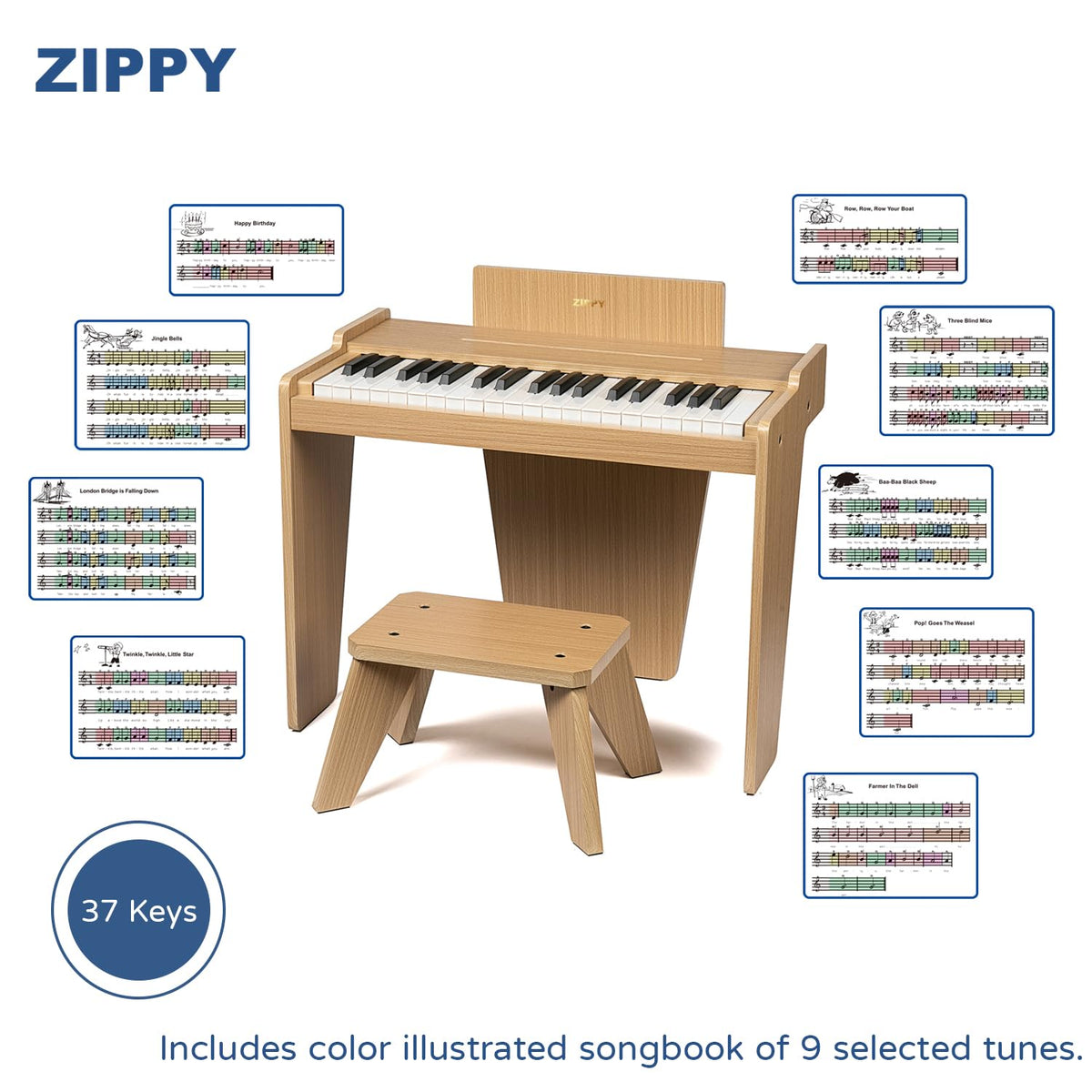 ZIPPY color-coded keyboard stickers help kids learn notes quickly