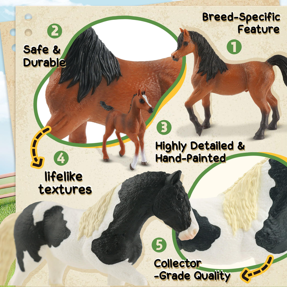 Zippytots dapple horse figurine with textured coat for lifelike playtime.