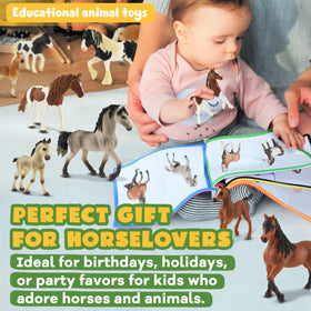 Zippytots horse family figurine set enables nurturing family role-play.