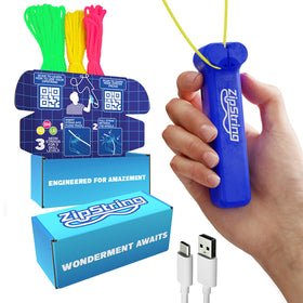 ZipString Original unboxing setup shows pocket-size portability for travel play.