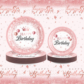 ZIRICHER pink 9-inch plates with festive details for easy serving