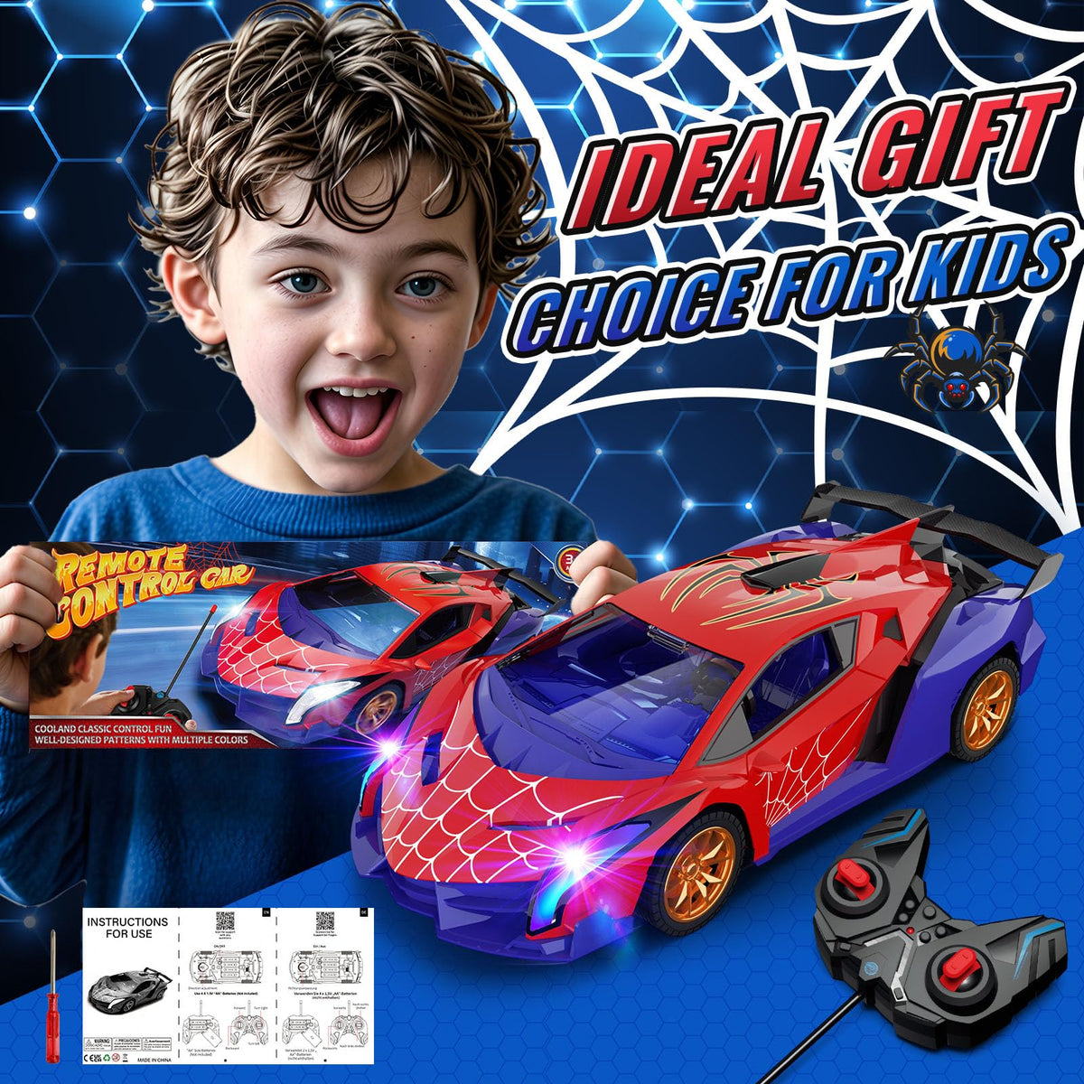 ZIROKAY Spider RC car vibrant design ready for indoor and outdoor fun