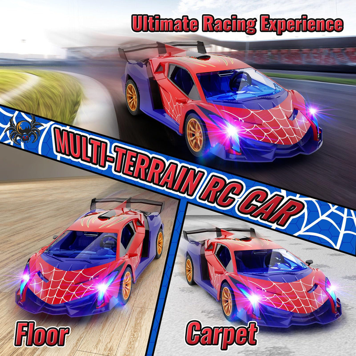 ZIROKAY Spider RC car vibrant spider pattern body in action
