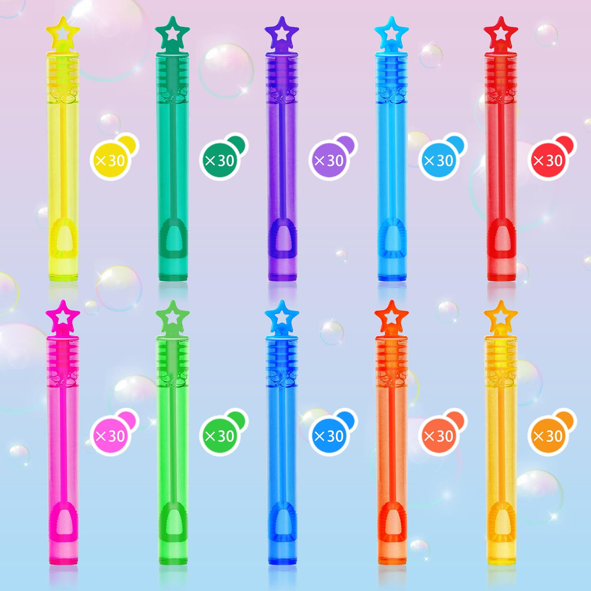 ZIRSENG bubble wands in ten bright colors for themed activities