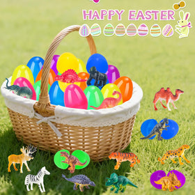 ZIRSENG Easter basket fillers show off vibrant eggs and mini toys.