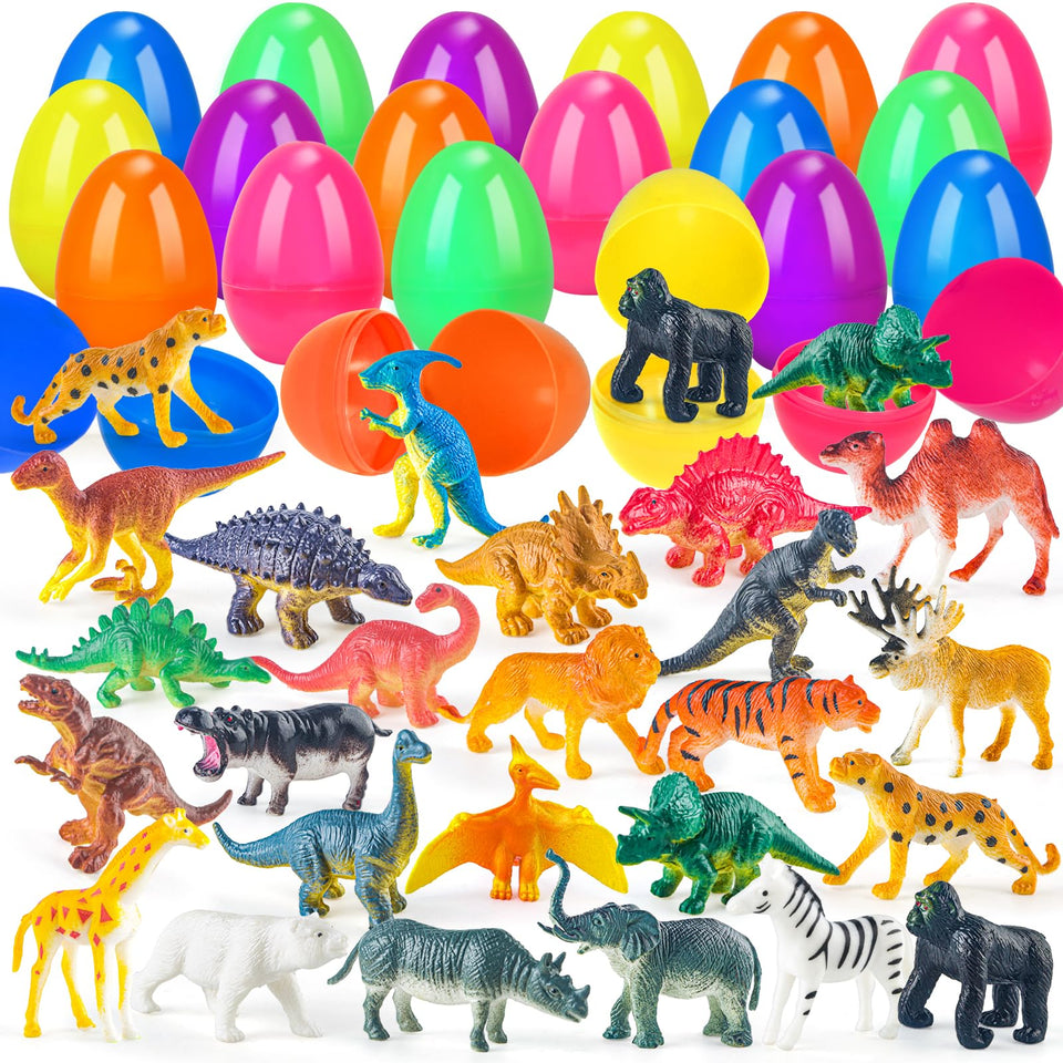 ZIRSENG Easter eggs with dino figurines inside for interactive hunting fun.