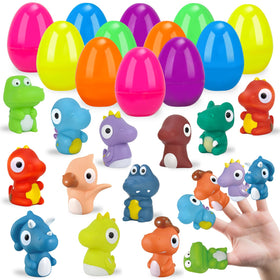 ZIRSENG prefixed Easter eggs with dinosaur puppets for engaging egg hunts.