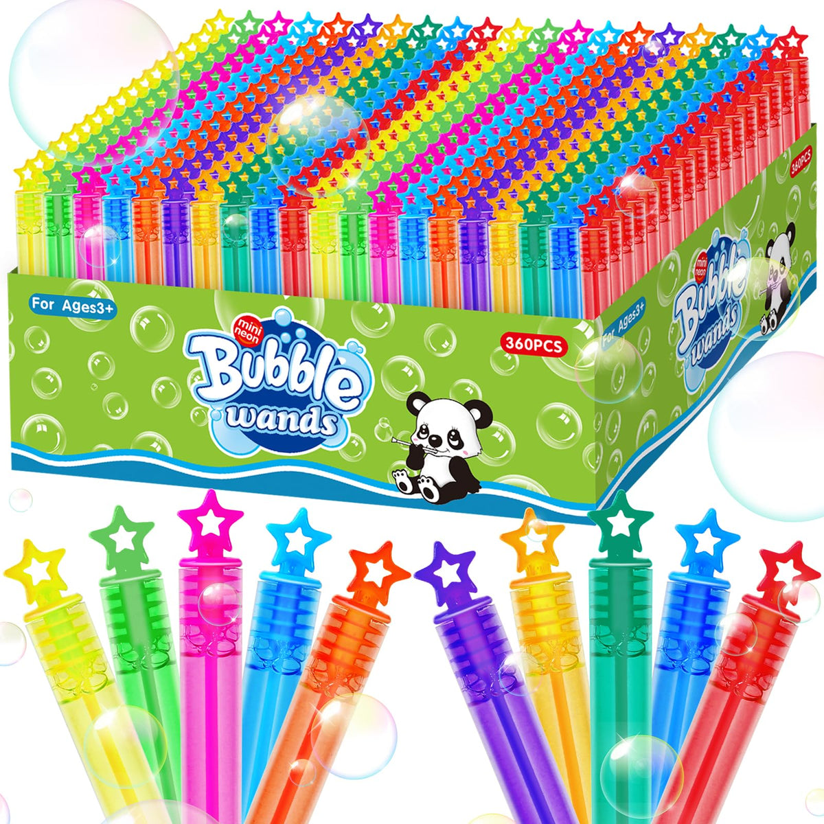 ZIRSENG 360-piece mini bubble wands with star handles for festive play