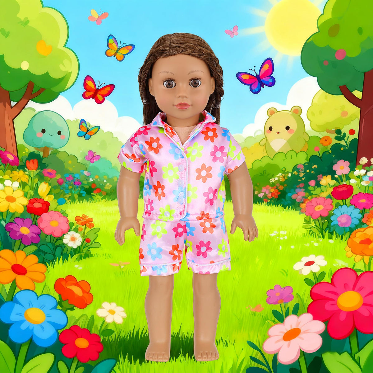 ZITA ELEMENT strawberry-pattern top cute detail for 14-18 inch dolls