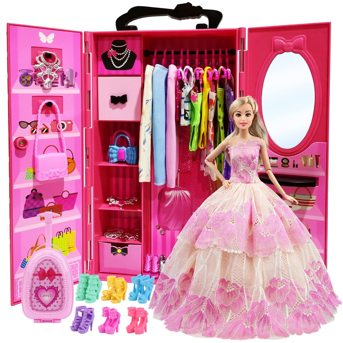 ZITA ELEMENT 11.5-inch doll storage and play set keeps spaces organized.