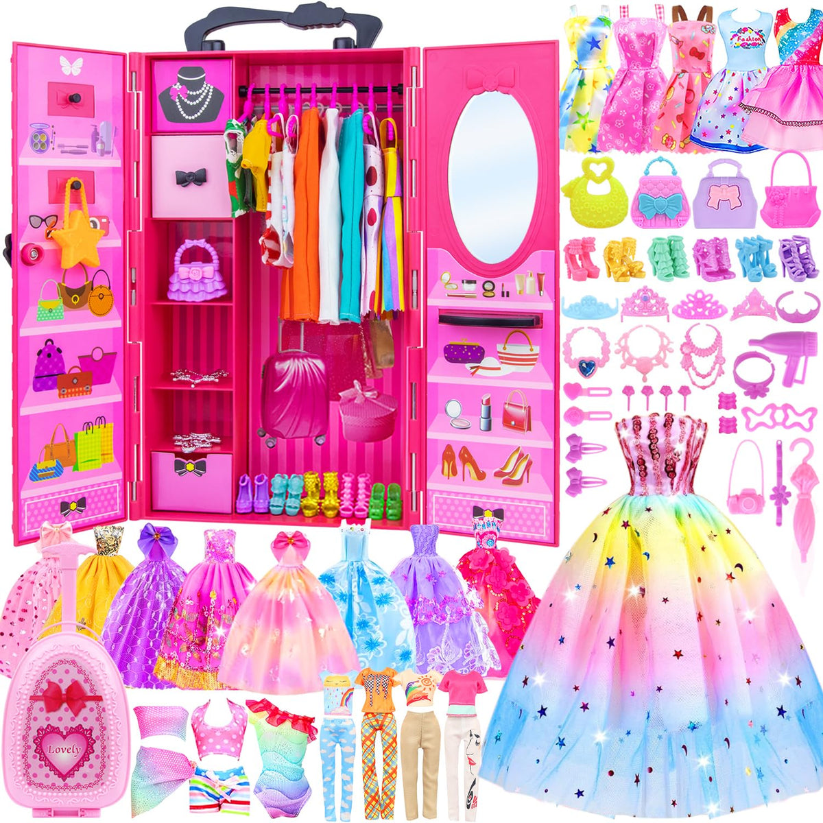 ZITA ELEMENT 11.5-inch doll wardrobe with suitcase for organized play on the go.