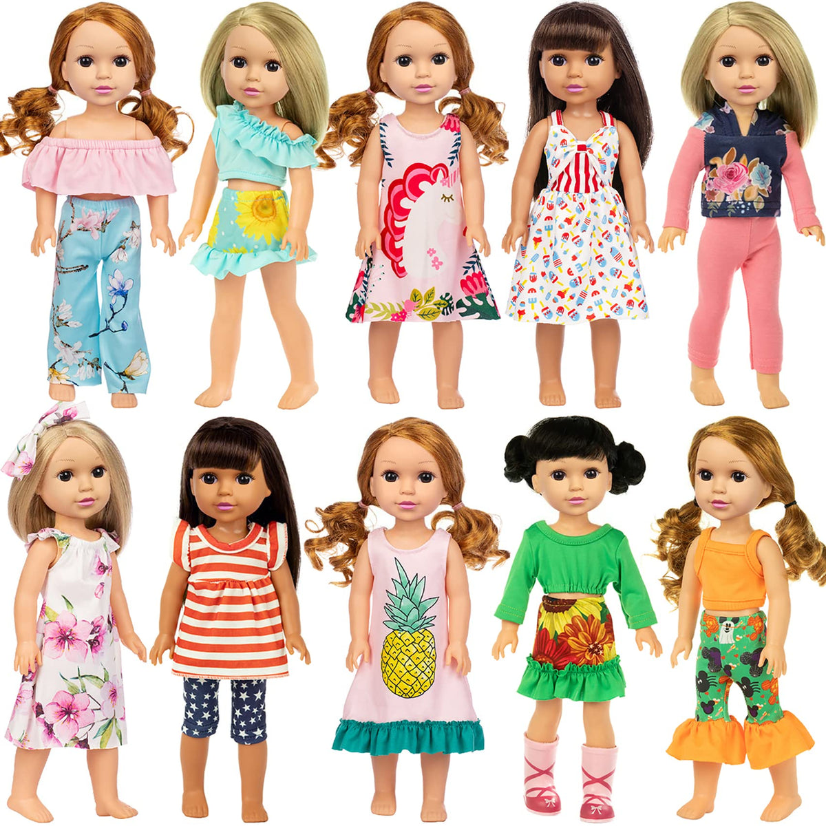ZITA ELEMENT 145-inch doll outfits pack—varied styles for dress-up fun