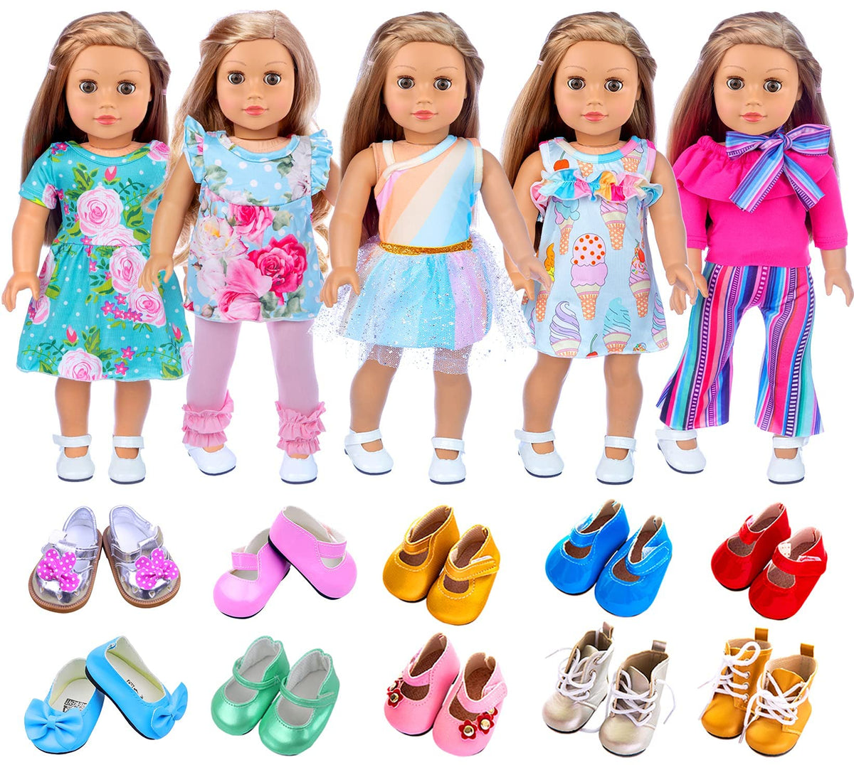 ZITA ELEMENT 18-inch doll clothes set showing elastic fabric for easy dressing