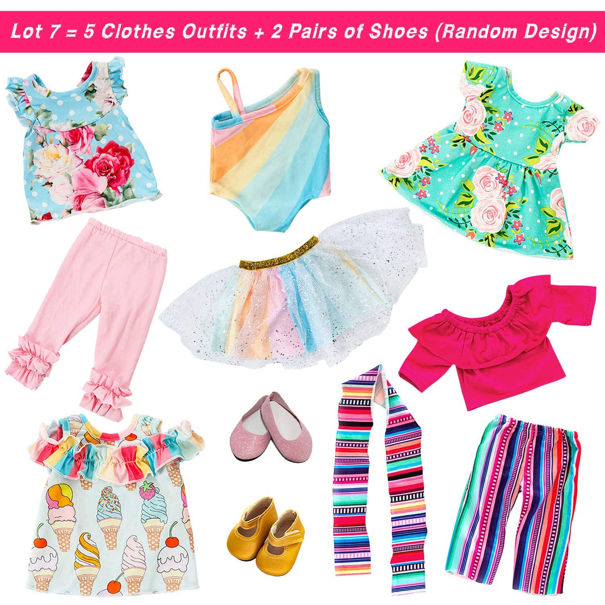 ZITA ELEMENT random-style shoes pair suited for 18-inch dolls' outfits